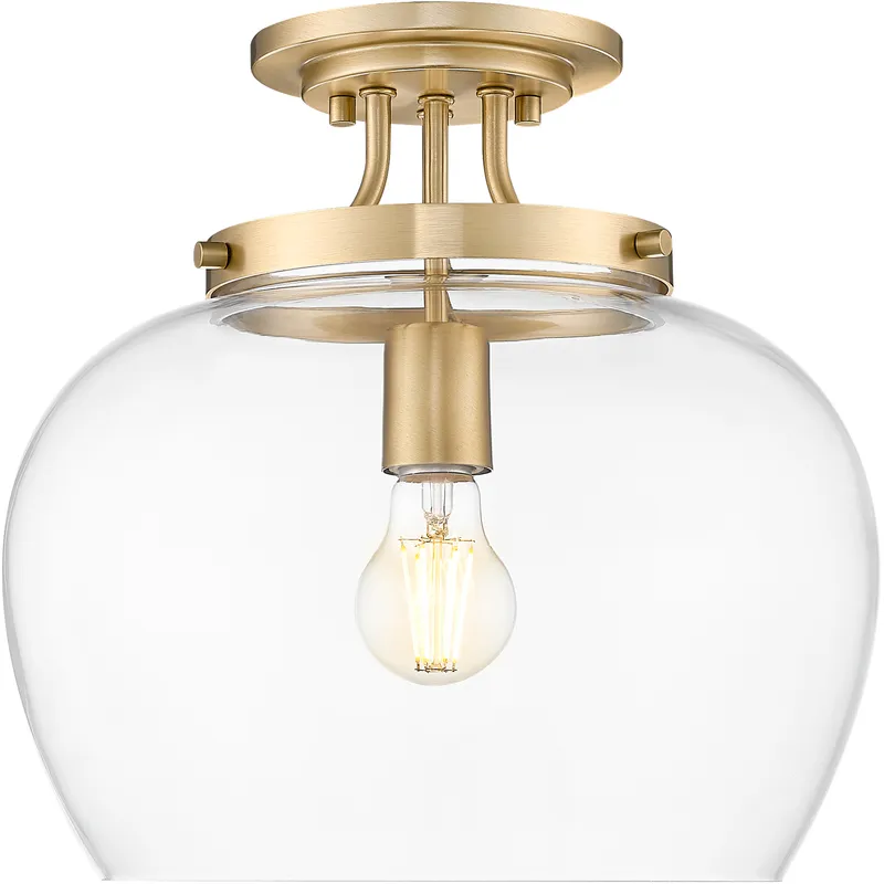 Joliet 1 Light 13 inch Burnished Brass Semi Flush Mount Ceiling Light