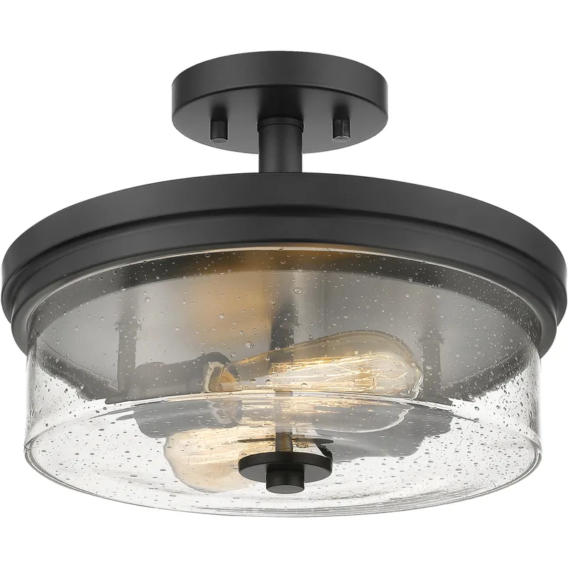 Bohin 2 Light 13 inch Matte Black Semi Flush Mount Ceiling Light