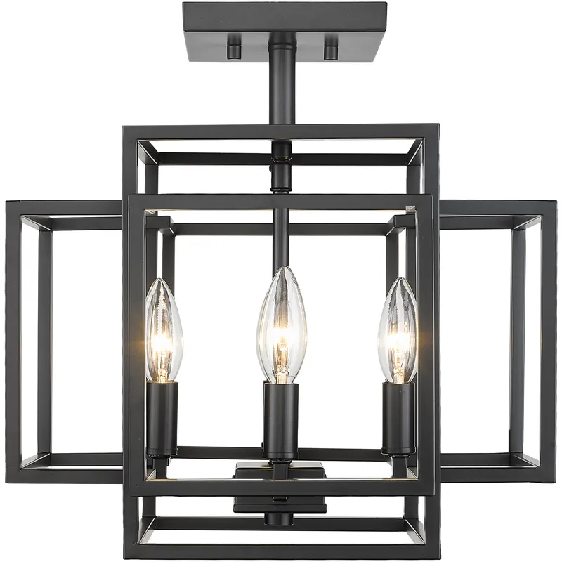 Titania 4 Light 14 inch Matte Black Semi Flush Mount Ceiling Light