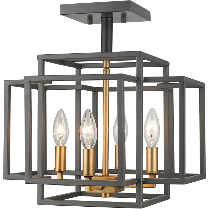 Titania 4 Light 14 inch Bronze and Olde Brass Semi Flush Mount Ceiling Light
