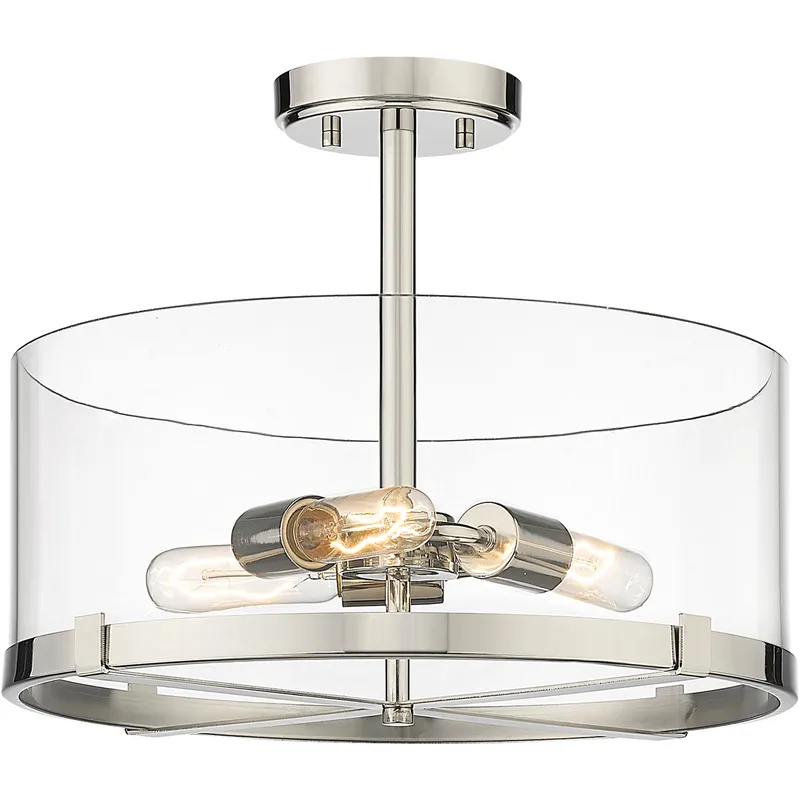 Callista 3 Light 16.5 inch Polished Nickel Semi Flush Mount Ceiling Light