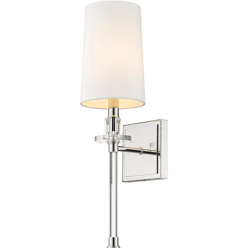 Sophia 1 Light 5.5 inch Polished Nickel Wall Sconce Wall Light in White Fabric