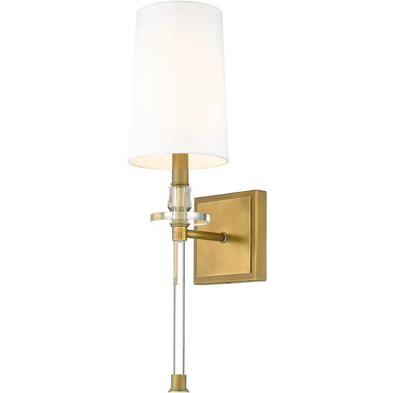 Sophia 1 Light 5.5 inch Rubbed Brass Wall Sconce Wall Light in White Fabric