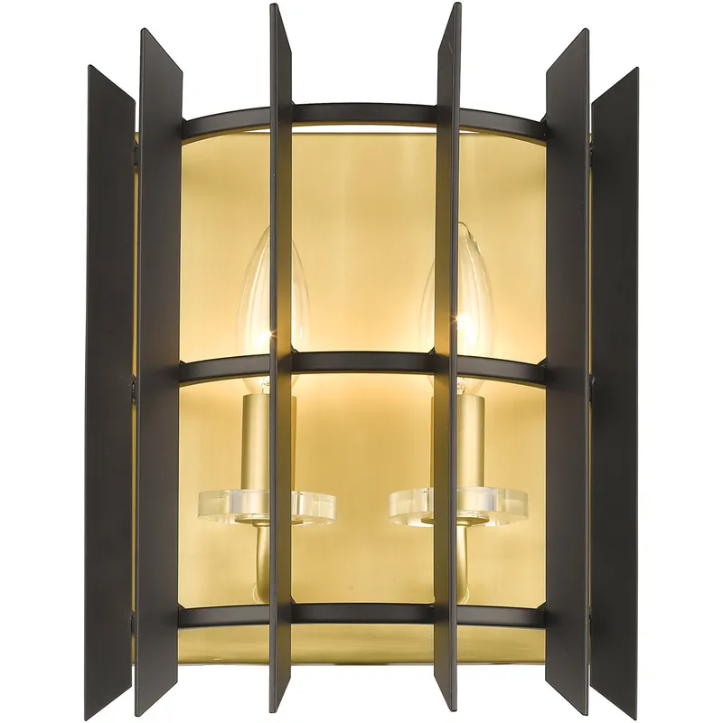 Haake 2 Light 9.12 inch Satin Brass Wall Sconce Wall Light