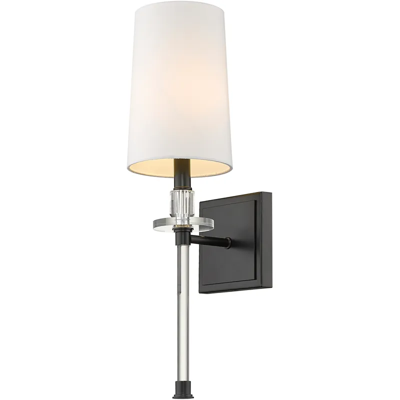 Sophia 1 Light 5.5 inch Matte Black Wall Sconce Wall Light in White Fabric