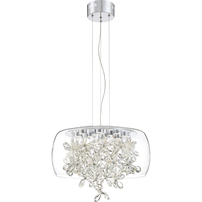 Destiny LED 20 inch Chrome with Glass Shade with Crystals Chandelier Ceiling Light
