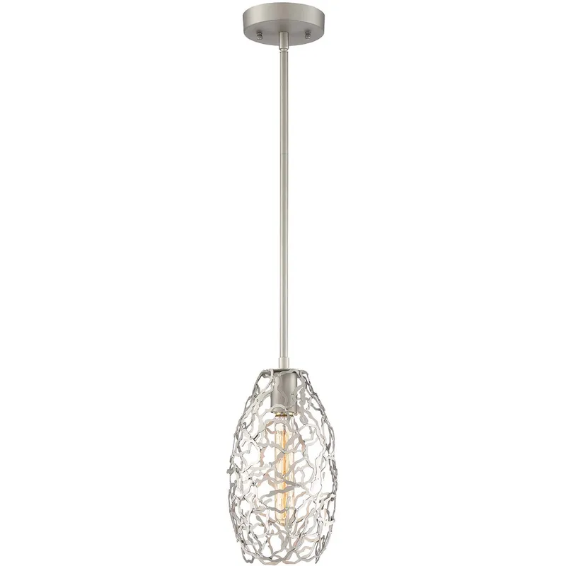 Helios 1 Light 6 inch Satin Nickel Mini Pendant Ceiling Light
