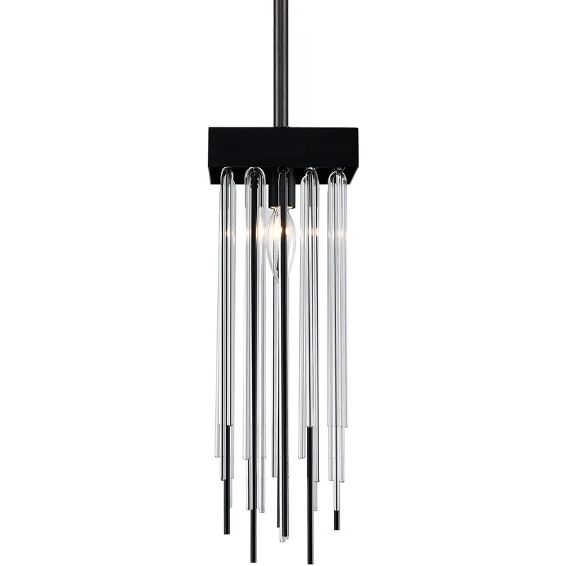 Waterfall 1 Light 5.88 inch Satin Brushed Black Mini Pendant Ceiling Light