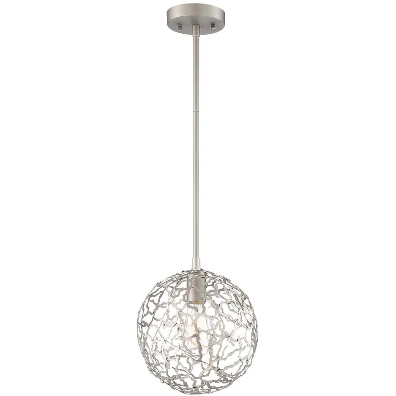 Helios 1 Light 10 inch Satin Nickel Pendant Ceiling Light