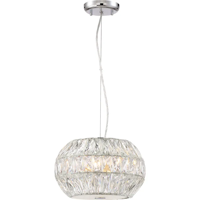 Lunar 3 Light 12 inch Chrome with Crystal Pendant Ceiling Light