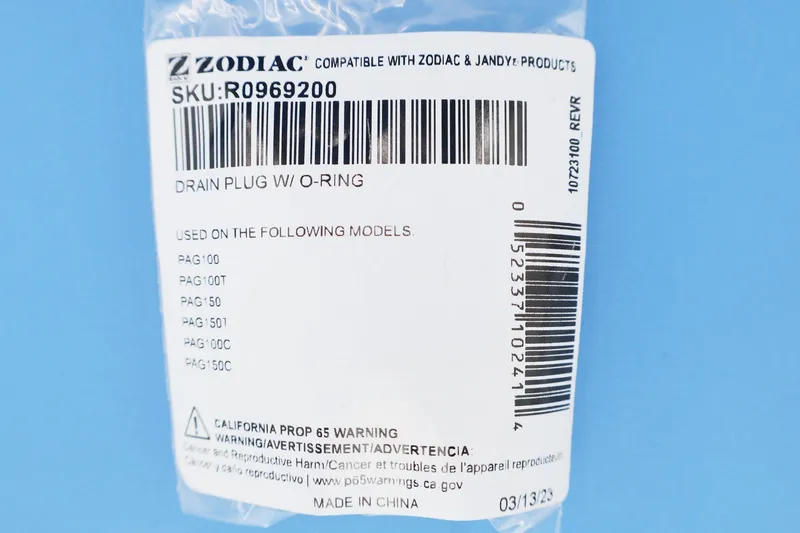 Zodiac Pool System R0969200 Drain Plug with O-Rings